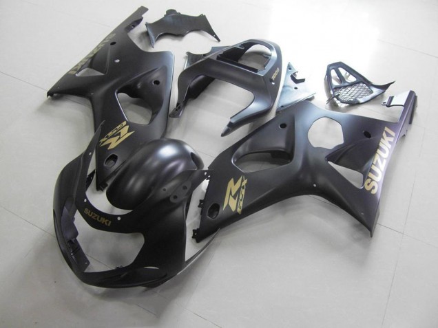 00-02 Tout Noir mat avec Décalque doré Suzuki GSXR 1000 Carénage Moto 00-02 Tout Noir mat avec Décalque doré Suzuki GSXR 1000 Carénage Moto