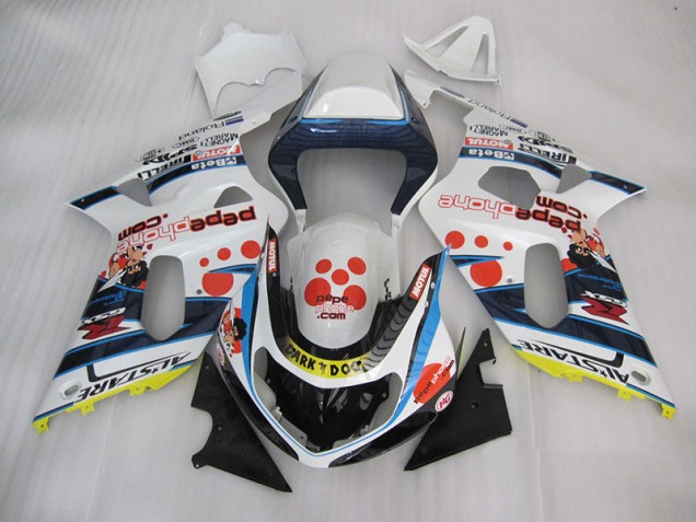 01-03 Blanc Bleu Dark Dog Suzuki GSXR 600 Carénage Moto 01-03 Blanc Bleu Dark Dog Suzuki GSXR 600 Carénage Moto