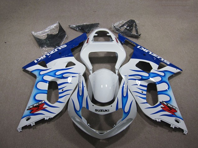 01-03 Blanc Bleu Flamme Suzuki GSXR 750 Carénage Moto
