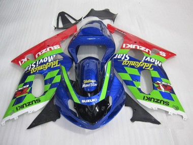 01-03 Bleu Vert Rouge Telefumia Movistar Suzuki GSXR 600 Carénage Moto