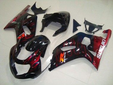 01-03 Noir Rouge Flamme Suzuki GSXR 750 Carénage Moto