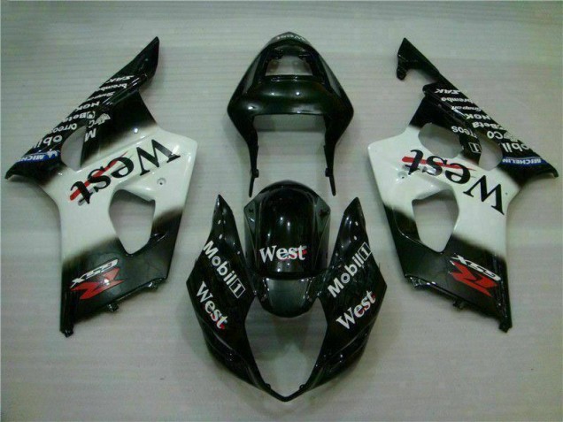 03-04 Blanc Noir Suzuki GSXR 1000 Kit Carénages Motos Complet 03-04 Blanc Noir Suzuki GSXR 1000 Kit Carénages Motos Complet