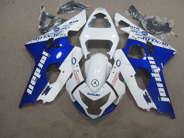 04-05 Blanc Bleu Motul Suzuki GSXR 600 Carénage Moto 04-05 Blanc Bleu Motul Suzuki GSXR 600 Carénage Moto