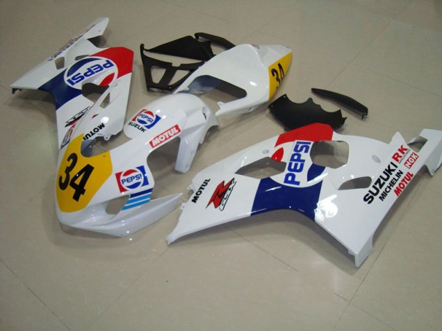04-05 Blanc Bleu Pepsi 34 Suzuki GSXR 750 Carénage Moto