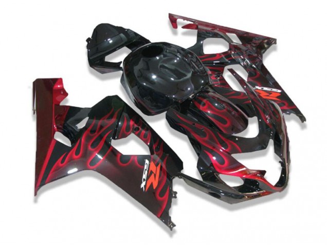 04-05 Noir Rouge Flamme Suzuki GSXR 600/750 Carénage Moto