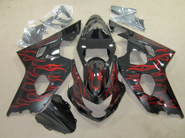 04-05 Noir Rouge Flamme Suzuki GSXR 600 Carénage Moto