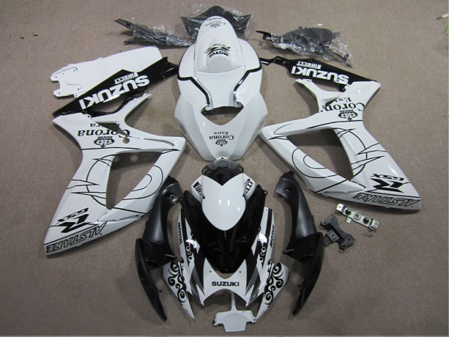06-07 Blanc Noir Corona Extra Suzuki GSXR 600 Carénage Moto 06-07 Blanc Noir Corona Extra Suzuki GSXR 600 Carénage Moto