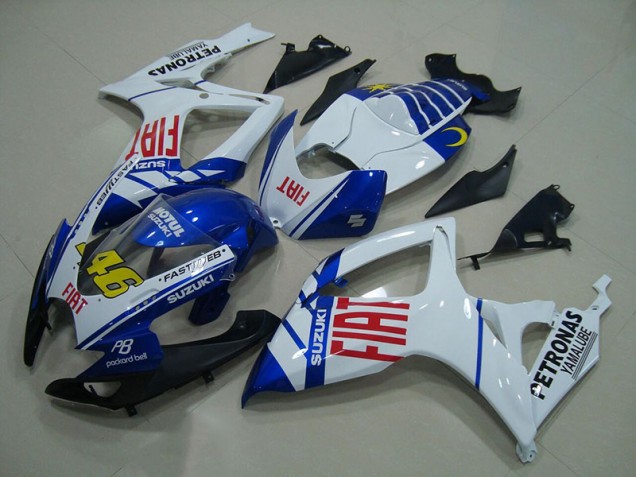 06-07 Bleu Blanc Fiat 46 Suzuki GSXR 750 Carénage Moto 06-07 Bleu Blanc Fiat 46 Suzuki GSXR 750 Carénage Moto