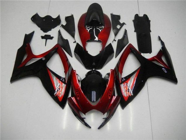 06-07 Rouge Noir Suzuki GSXR 600/750 Carénage Moto 06-07 Rouge Noir Suzuki GSXR 600/750 Carénage Moto