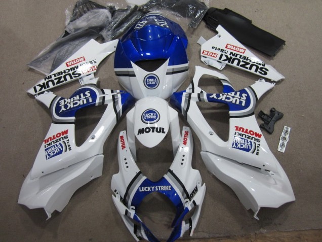 07-08 Blanc Bleu Lucky Strike Rouge Motul Suzuki GSXR 1000 Carénage Moto 07-08 Blanc Bleu Lucky Strike Rouge Motul Suzuki GSXR 1000 Carénage Moto