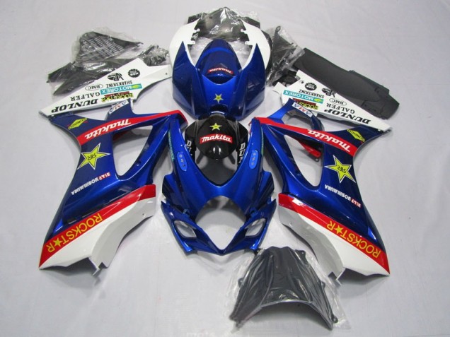 07-08 Bleu Rouge Rockstar Suzuki GSXR 1000 Carénage Moto 07-08 Bleu Rouge Rockstar Suzuki GSXR 1000 Carénage Moto