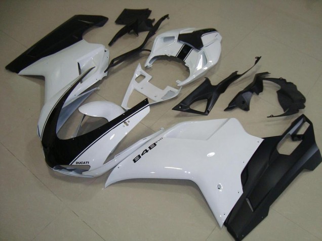 07-14 Blanc Noir Mat Ducati 848 1098 1198 Carénage Moto 07-14 Blanc Noir Mat Ducati 848 1098 1198 Carénage Moto