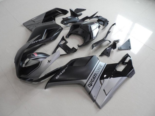 07-14 Noir Mat Argent Style OEM Ducati 848 1098 1198 Carénage Moto 07-14 Noir Mat Argent Style OEM Ducati 848 1098 1198 Carénage Moto