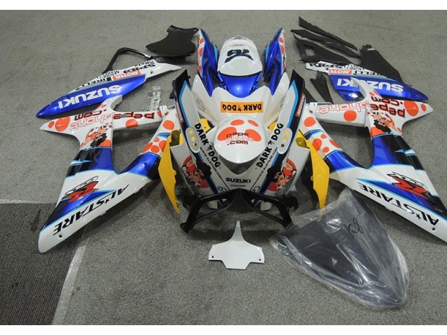 08-10 Blanc Bleu Dark Dog Suzuki GSXR 600 Carénage Moto 08-10 Blanc Bleu Dark Dog Suzuki GSXR 600 Carénage Moto