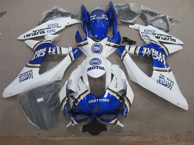 08-10 Blanc Lucky Strike Bleu Motul Suzuki GSXR 600 Carénage Moto 08-10 Blanc Lucky Strike Bleu Motul Suzuki GSXR 600 Carénage Moto