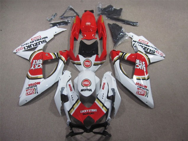 08-10 Blanc Lucky Strike Rouge Motul Suzuki GSXR 600 Carénage Moto 08-10 Blanc Lucky Strike Rouge Motul Suzuki GSXR 600 Carénage Moto