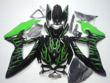 08-10 Noir Vert Flamme Suzuki GSXR 600 Carénage Moto