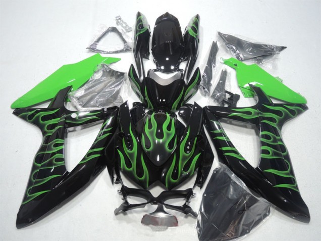 08-10 Noir Vert Flamme Suzuki GSXR 600 Carénage Moto