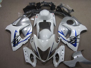 08-19 Blanc Argent Bleu Suzuki GSXR 1300 Hayabusa Carénage Moto