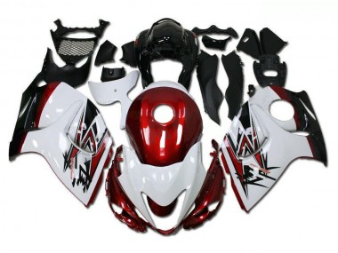 08-19 Blanc Rouge Suzuki GSXR 1300 Hayabusa Carénage Moto