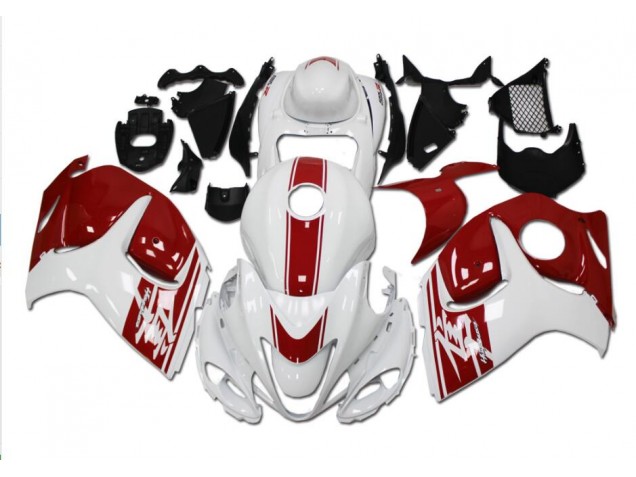 08-19 Blanc Rouge Suzuki GSXR 1300 Hayabusa Carénages Moto