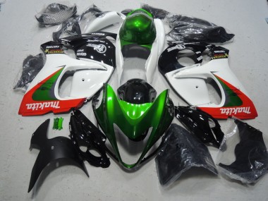 08-19 Blanc Vert Makita Suzuki GSXR 1300 Hayabusa Carénage Moto