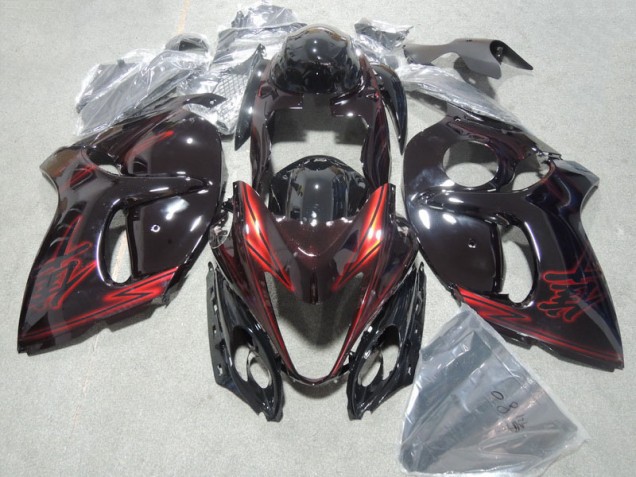 08-19 Noir Rouge Suzuki GSXR 1300 Hayabusa Kit Carénages Motos & Plastique 08-19 Noir Rouge Suzuki GSXR 1300 Hayabusa Kit Carénages Motos & Plastique