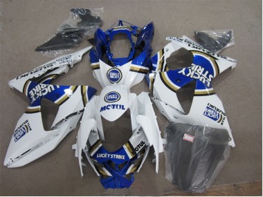 09-16 Blanc Lucky Strike Bleu Motul Suzuki GSXR 1000 Carénage Moto