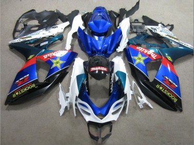 09-16 Bleu Blanc Rockstar Suzuki GSXR 1000 Carénage Moto