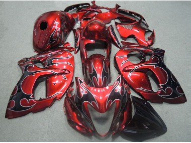 96-07 Rouge avec Noir Flamme Suzuki GSXR 1300 Hayabusa Carénage Moto